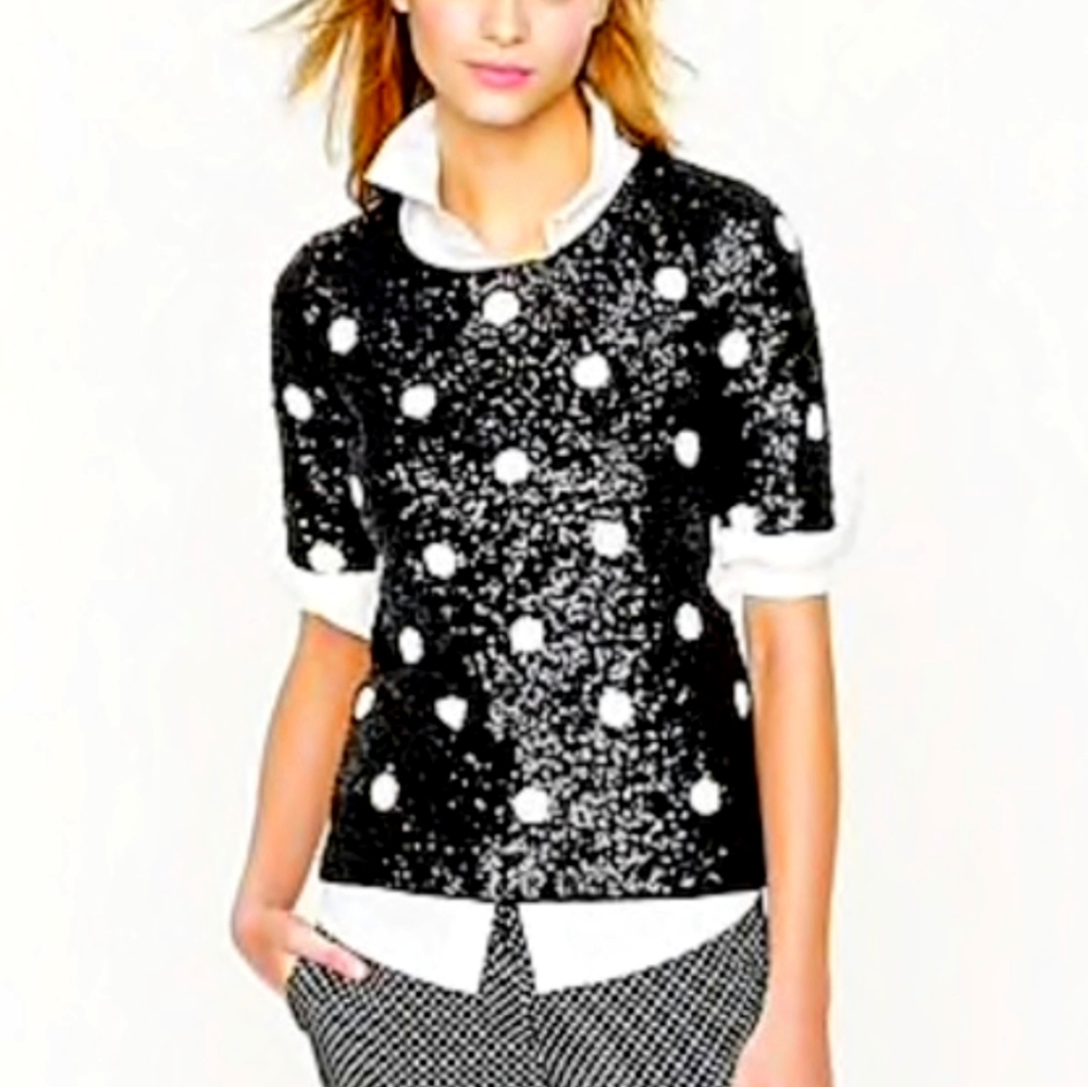 J.Crew sequined polka dot top S EUC